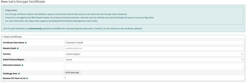 New Let's Encrypt Certificate