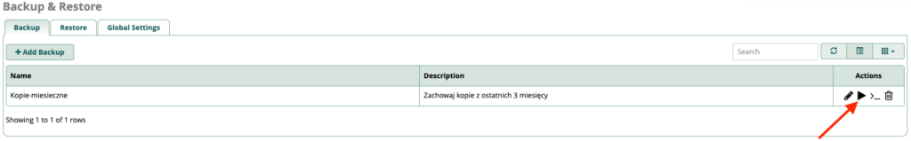 Uruchom backup ręcznie