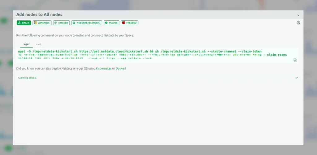 Dodawanie Node NetData