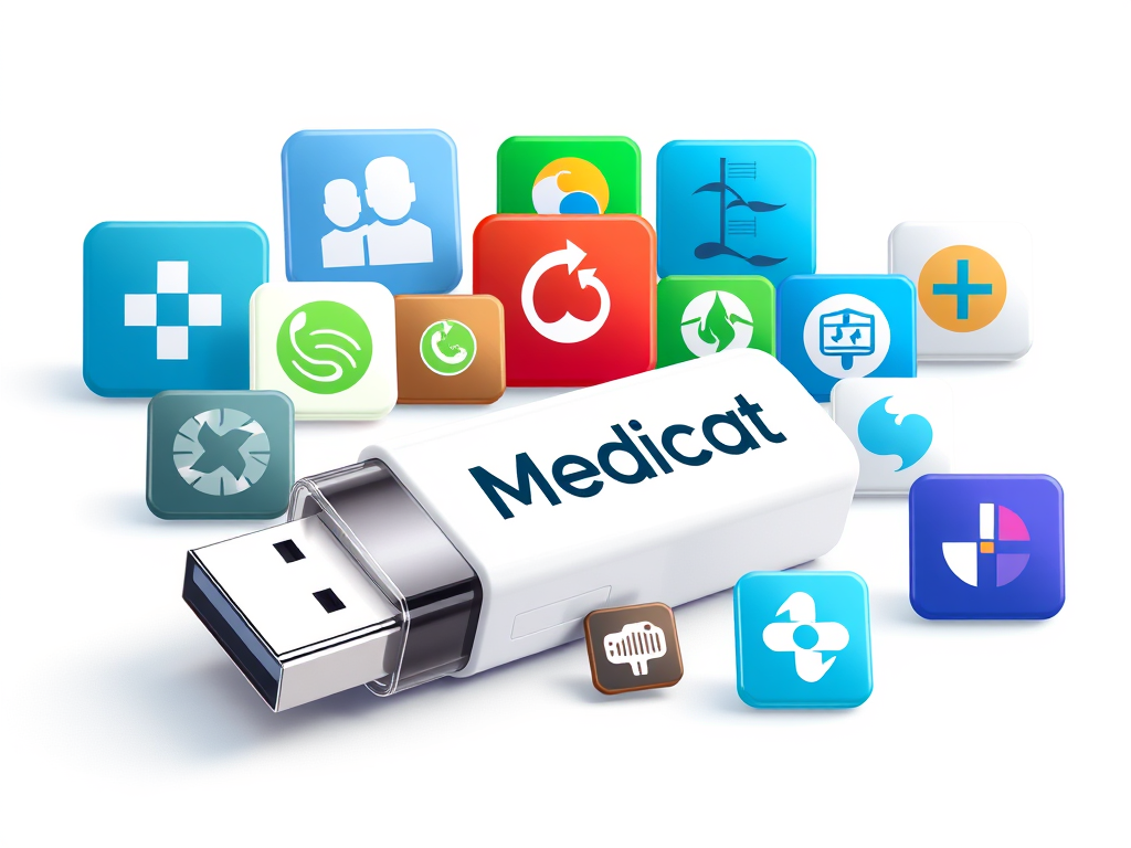 stworz ilustracje prezentujaca mnogosc aplikacji w medicat usb