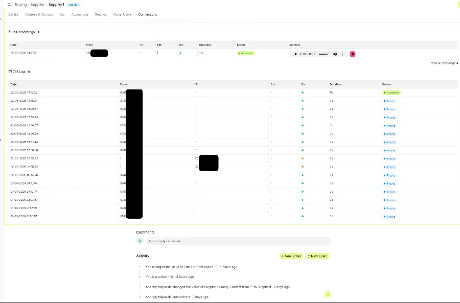 integracja ERPNext 16 z FreePBX 17