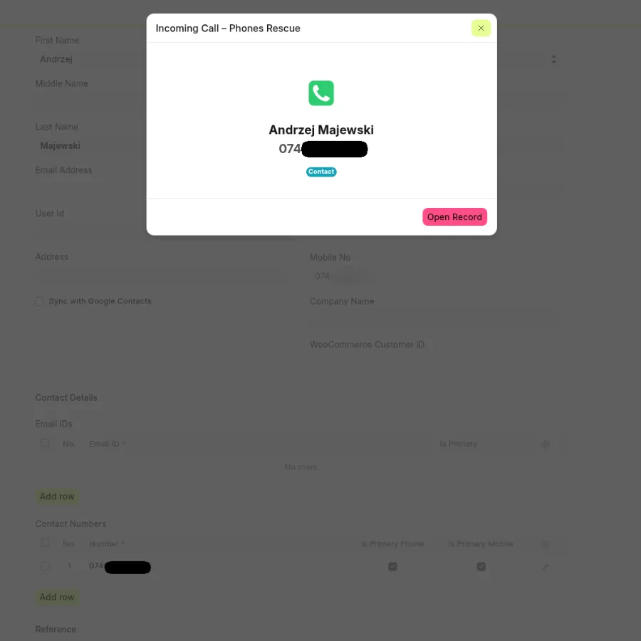integracja ERPNext 16 z FreePBX 17